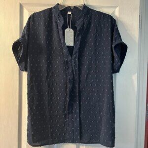 Schein navy blue short sleeved v neck top size L & XL